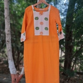 Aartyz Hand Block Printed Kurti | Orange