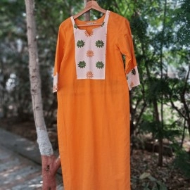 Aartyz Hand Block Printed Kurti | Orange