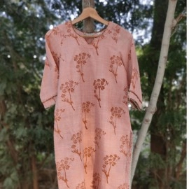 Aartyz Printed Kalamkari Kurti | Red & Cream