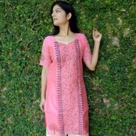 Aartyz Chanderi Cotton Kurti | Pink