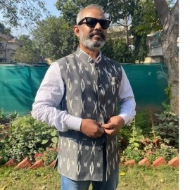 Aartyz Ikat Ethnic Waist Coat In Gray