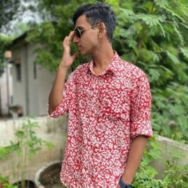 Aartyz Cotton Block Print Red Shirt