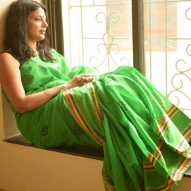 Aartyz Block Printed Silk Saree | Parrot Green