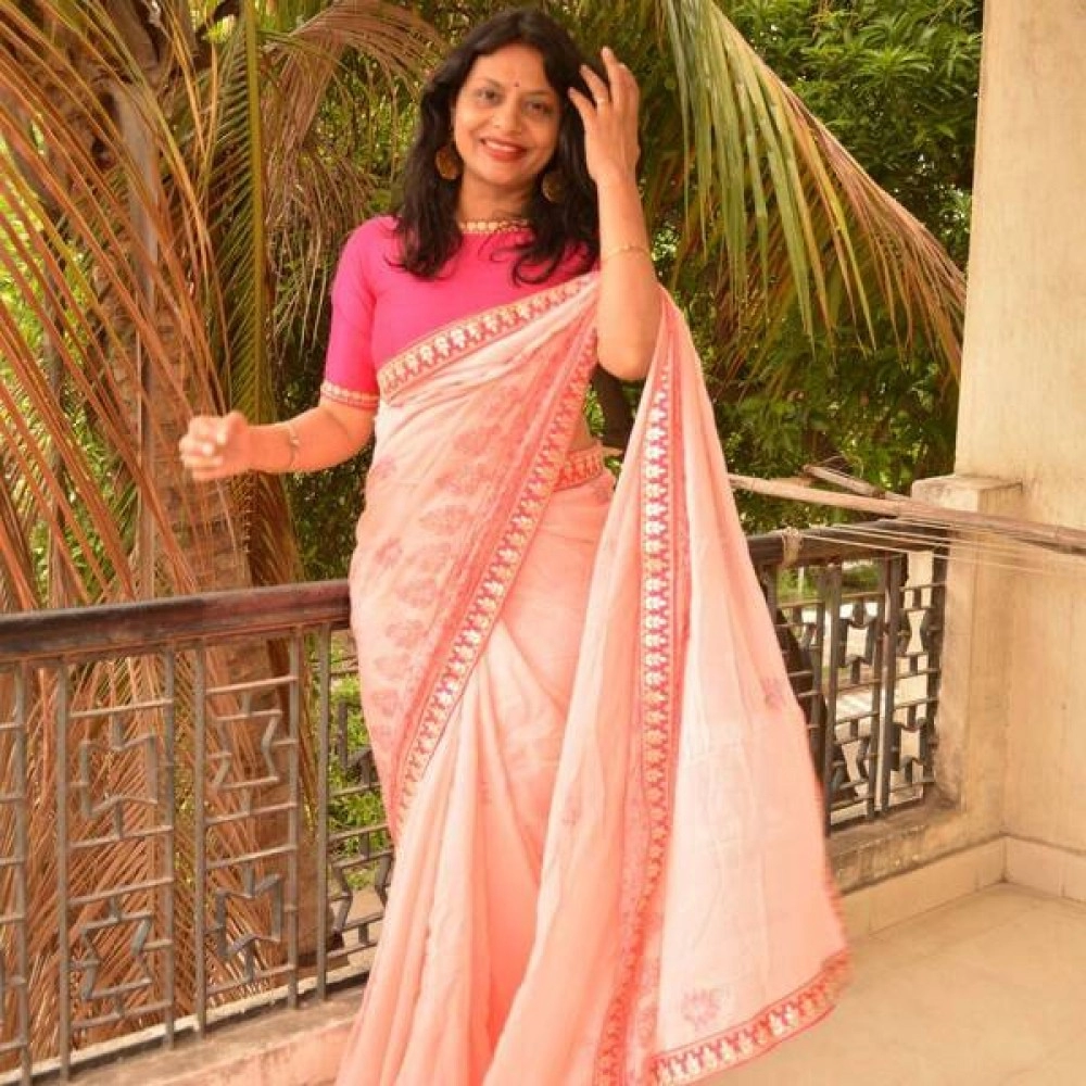 Aartyz Block Printed Georgette Saree | Pink