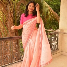 Aartyz Block Printed Georgette Saree | Pink