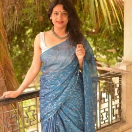 Aartyz Block Printed chiffon Saree | Blue and Silver