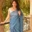 Aartyz Block Printed chiffon Saree | Blue and Silver