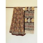 Aartyz Cotton Saree Floral Kalamkari Print Red Base