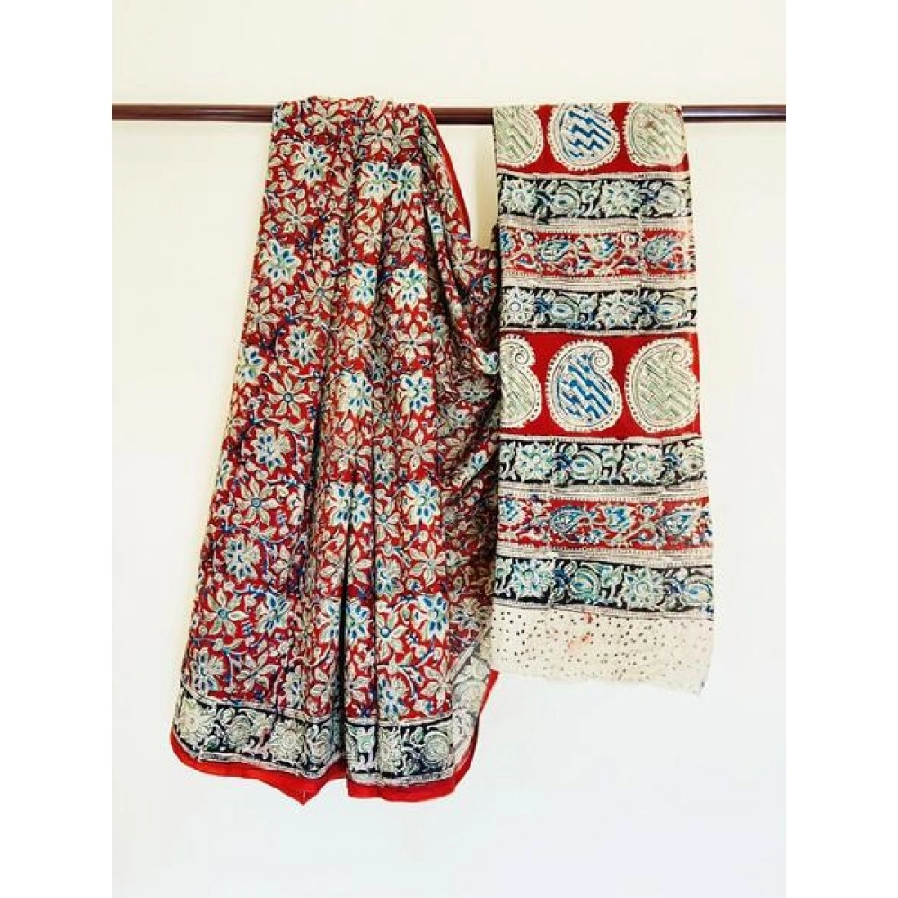 Aartyz Kalamkari Cotton Saree Overall Floral Print