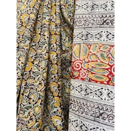 Aartyz Floral Hand Block Printed Cotton Saree