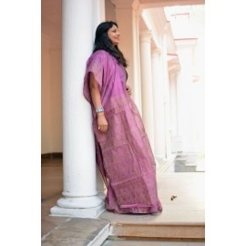 Aartyz Chanderi Cotton Saree | Pink and Metallic