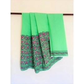 Aartyz Chanderi Cotton Half Printed Saree