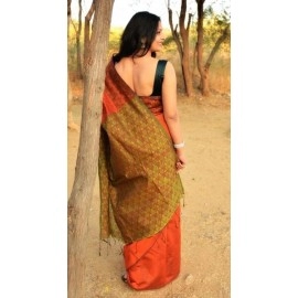 Aartyz Kolkata Cotton Silk Saree | Orange