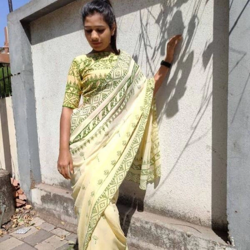 Aartyz Georgette Hand Block Printed Saree