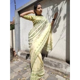 Aartyz Georgette Hand Block Printed Saree