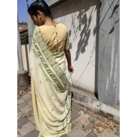 Aartyz Georgette Hand Block Printed Saree