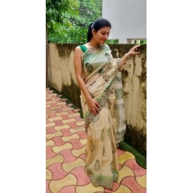 Aartyz Ethnic Hand Block Printed Cotton Saree