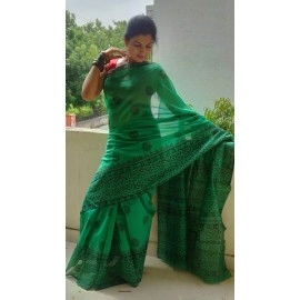 Aartyz Chanderi Cotton Saree | Green