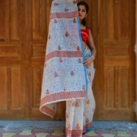 Aartyz Chanderi Cotton Layer Printed Saree