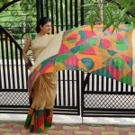 Aartyz Abstract Print Raw Silk Saree