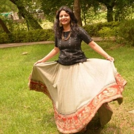 Aartyz Floral Khadi Skirt In Gray Color With Kalamkari Border