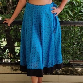 Aartyz Royal Blue Skirt With Black Border