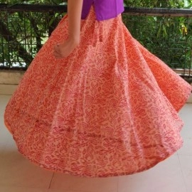 Aartyz Peach Overall Block Printed Skirt