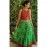 Aartyz Ethnic Block Printed Wrap Around Skirt In Parrot Green Color With Red Border