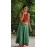 Aartyz Green Wrap Around Skirt With Silver Overall Print And Contrast Red Border
