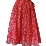 Aartyz Red Printed Chanderi Long Skirt