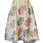 Aartyz Cream Printed Chanderi Long Skirt