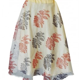 Aartyz Cream Printed Chanderi Long Skirt