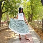 Aartyz Women Hand Block Print Casual Wear Skirt Top