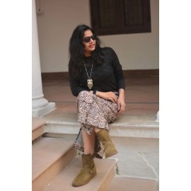 Aartyz Kalamkari Straight Fit Skirt | Black