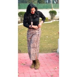 Aartyz Kalamkari Straight Fit Skirt | Black