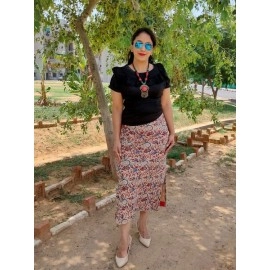 Aartyz Kalamkari Straight Cut Skirt With Side Slits