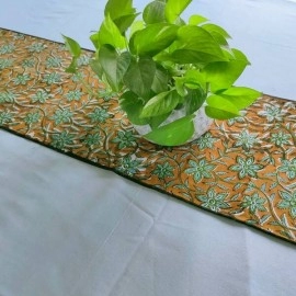 Aartyz Hand Block Printed Cotton Table Runner | White