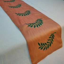 Aartyz Hand Block Printed Silk Table Runner | Large Size | Beige