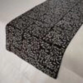 Aartyz Silver Print Raw Silk Table Runner | Medium Size | Black