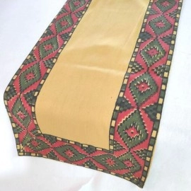 Aartyz Yellow Block Printed Silk Runner | Medium Size