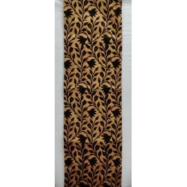 Aartyz Golden Silk Runner With Black Floral Print | Medium Size