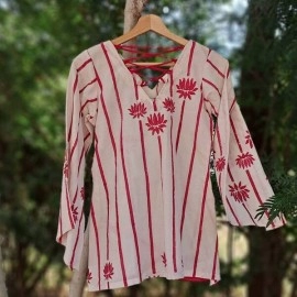 Aartyz Hand Block Printed Short Top | White