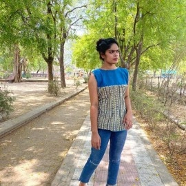 Aartyz Kalamkari Sleeveless Blue Top
