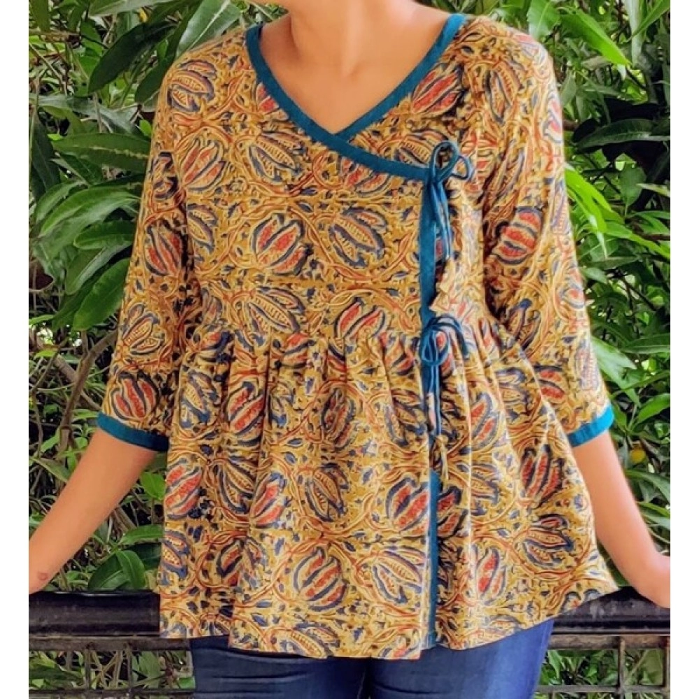 Aartyz Women Cotton Angarkha Pattern Short Top