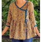 Aartyz Women Cotton Angarkha Pattern Short Top