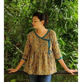 Aartyz Women Cotton Angarkha Pattern Short Top