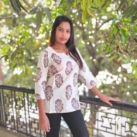 Aartyz Cotton Block Printed White Top