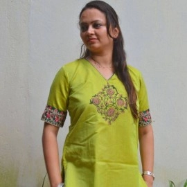 Aartyz Green Chanderi Block Printed Top