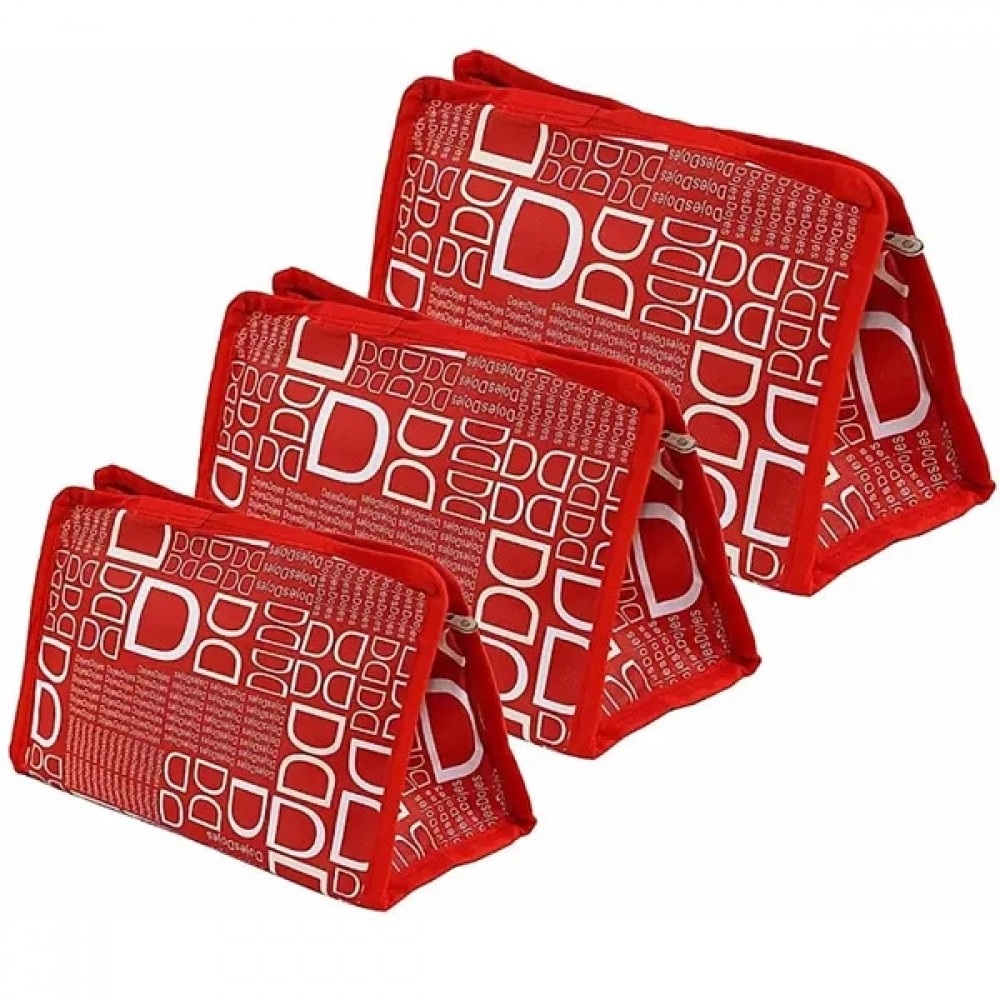 BACKPACK VILLA Set of 3 Red Synthetic Travel & Cosmetic Pouch For Men & Women