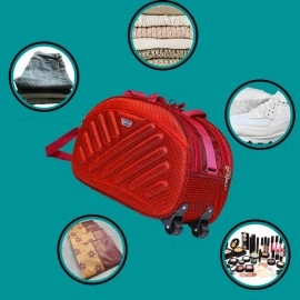 Pack for Your Next Adventure with Backpack villa 60 L Strolley Duffel Bag with Plastic Wheel | Set of 5 | Travel Bag | Duffel Bag | Vacation Bag  | Red